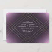 Invitation Gold Elegance Purple Diamond Gatsby Mariage (Devant)