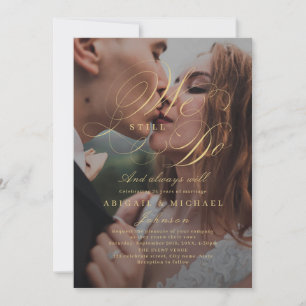 Invitation Gold élégant calligraphie classique photo NOUS TOU