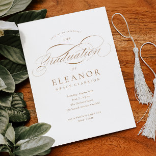 Invitation Gold Elegant Calligraphy Graduation Party