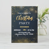 Invitation Gold Elegant Christmas Party (Debout devant)
