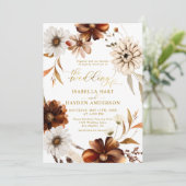 Invitation Gold Elegant Chute Boho Terracotta Mariage neutre (Debout devant)