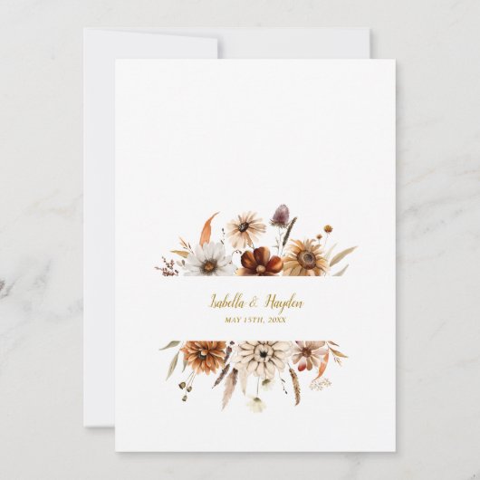 Invitation Gold Elegant Chute Boho Terracotta Mariage neutre (Dos)