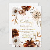 Invitation Gold Elegant Chute Boho Terracotta Mariage neutre (Devant / Derrière)