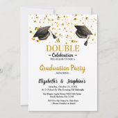 Invitation Gold Elegant double Celebration Graduation (Devant)