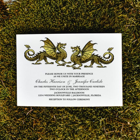 Invitation Gold Elegant Dragon Wedding