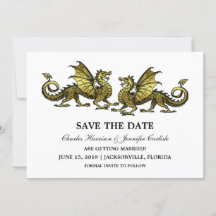 Invitation Gold Elegant Dragons Enregistrer l'Invitation de d