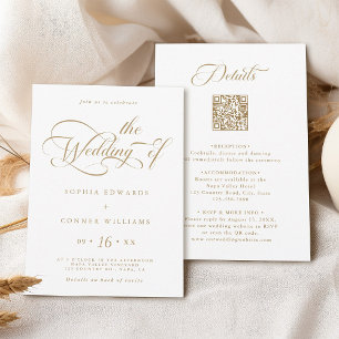Invitation Gold Elegant Mariage de charme tout en un