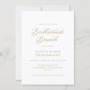 Invitation Gold Elegant Moderne Script Bridesmaitres Brunch
