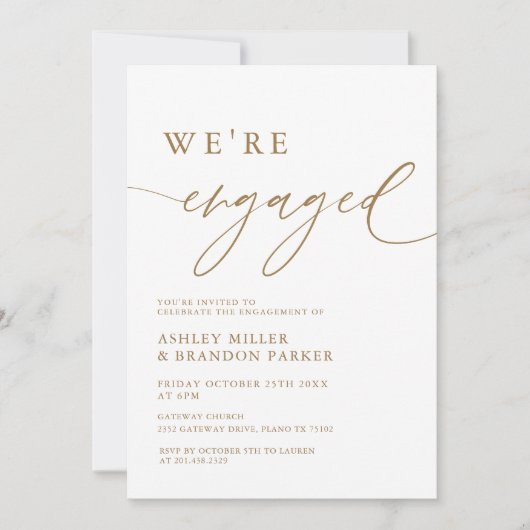 Invitation Gold Elegant Nous sommes engagés dans la partie d' (Devant)