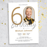 Invitation Gold Elegant Photo 60th Birthday Party<br><div class="desc">Gold Elegant Photo 60th Birthday Party Invitation. Fêtez votre anniversaire d'étape dans un style moderne et élégant avec notre design thématique "Minimalist Chic", où la simplicité de l'élégance minimaliste répond à l'allure de la personnalisation Photo personnalisée. Ce design simple et chic permet à votre photo personnalisée de prendre le centre...</div>