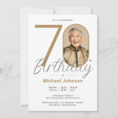 Invitation Gold Elegant Photo 70th Birthday Party (Devant)