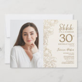 Invitation Gold Elegant Surprise Photo 30e anniversaire (Devant)