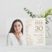 Invitation Gold Elegant Surprise Photo 30e anniversaire (Debout devant)