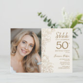 Invitation Gold Elegant Surprise Photo 50e anniversaire (Debout devant)