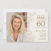 Invitation Gold Elegant Surprise Photo 60e anniversaire (Devant)