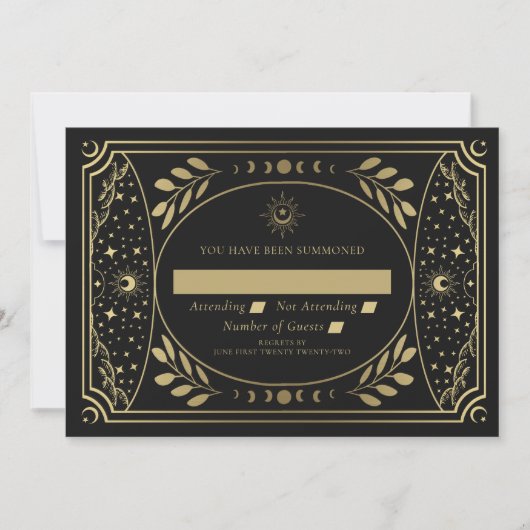 Invitation Gold Elegant Tarot Card Mariage RSVP (Devant)