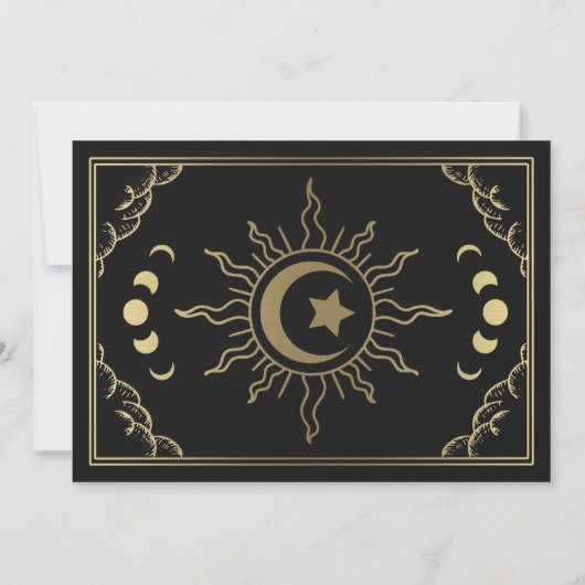 Invitation Gold Elegant Tarot Card Mariage RSVP (Dos)