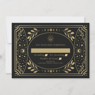 Invitation Gold Elegant Tarot Card Mariage RSVP