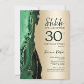 Invitation Gold Emerald Green Agate Surprise 30e anniversaire (Devant)