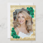 Invitation Gold Emerald Green Photo 50e anniversaire (Dos)