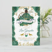 Invitation Gold Emerald Green Rose Western Quinceañera (Debout devant)
