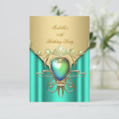Invitation Gold Emerald Jade Green Soirée d'anniversaire élég (Debout devant)
