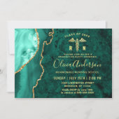 Invitation Gold Emerald RN Nursing School Graduation Party (Devant)