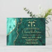 Invitation Gold Emerald RN Nursing School Graduation Party (Debout devant)