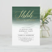 Invitation Gold & Emerald Vert Aquarelle Surprise Anniversair (Debout devant)