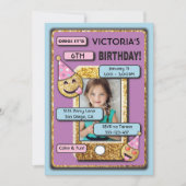 Invitation Gold Emoji Anniversaire de la fête Cellule Télépho (Devant)