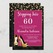 Invitation Gold entre 60 Anniversaire (Devant / Derrière)