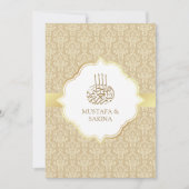 Invitation Gold et beige Damask Mariage musulman islamique (Devant)