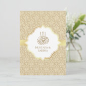 Invitation Gold et beige Damask Mariage musulman islamique (Debout devant)
