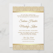 Invitation Gold et beige Damask Mariage musulman islamique (Dos)