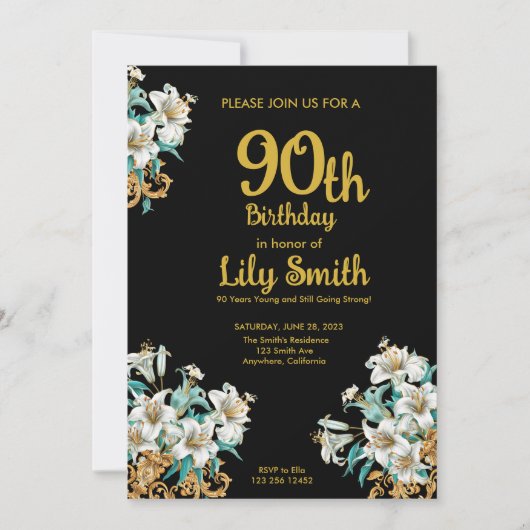 Invitation Gold et Black 90e anniversaire (Devant)