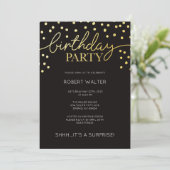 Invitation Gold Et Black Anniversaire (Debout devant)