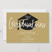 Invitation Gold Et Black Graduation Party (Devant)
