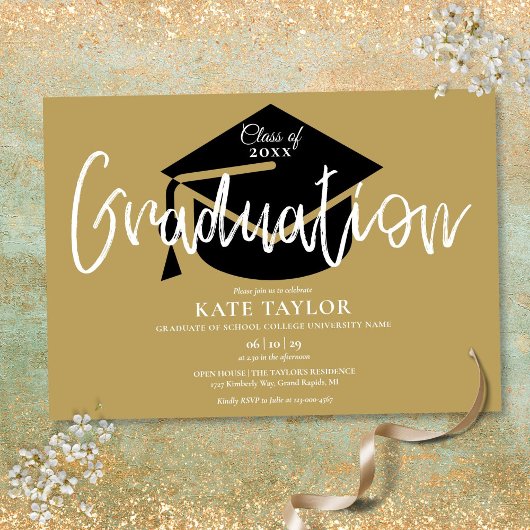 Invitation Gold Et Black Graduation Party