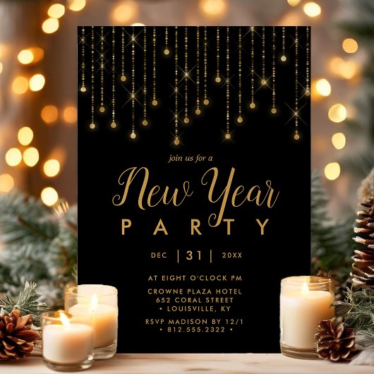 Invitation Gold et Black String illuminent Nouvel An Sove Par