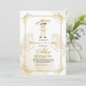 Invitation Gold et blanc Espagnol Mexicain Boy Charro (Debout devant)
