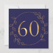 Invitation Gold et Blue Hydrangea 60e anniversaire de Mariage (Dos)