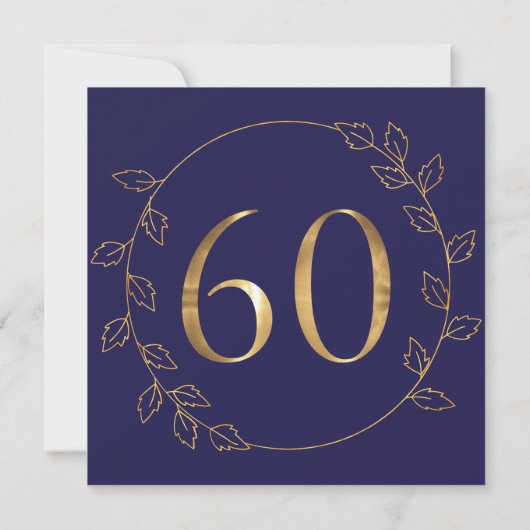 Invitation Gold et Blue Hydrangea 60e anniversaire de Mariage (Dos)