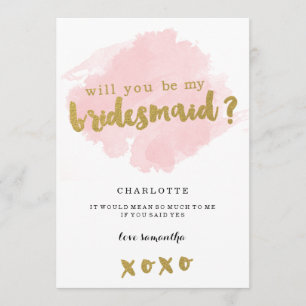 Invitation Gold et Blush Serez-vous ma servante d'honneur ?