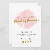 Invitation Gold et Blush Serez-vous ma servante d'honneur ? (Devant / Derrière)