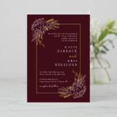 Invitation Gold et Burgundy Peony (Debout devant)