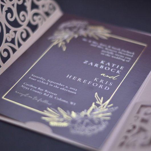 Invitation Gold et Burgundy Peony