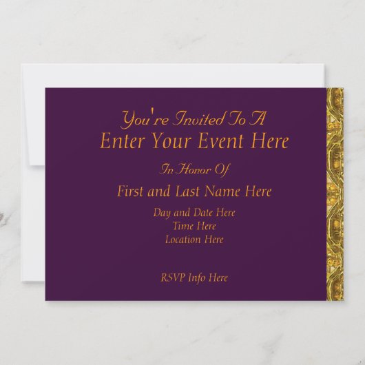 Invitation Gold et Deep Purple Party (Dos)