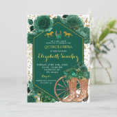 Invitation Gold et Emerald Green Western Charra Quinceañera (Debout devant)