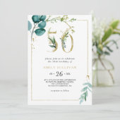 Invitation Gold et Eucalyptus 50ème anniversaire (Debout devant)