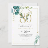 Invitation Gold et Eucalyptus fête du 80e anniversaire (Devant)